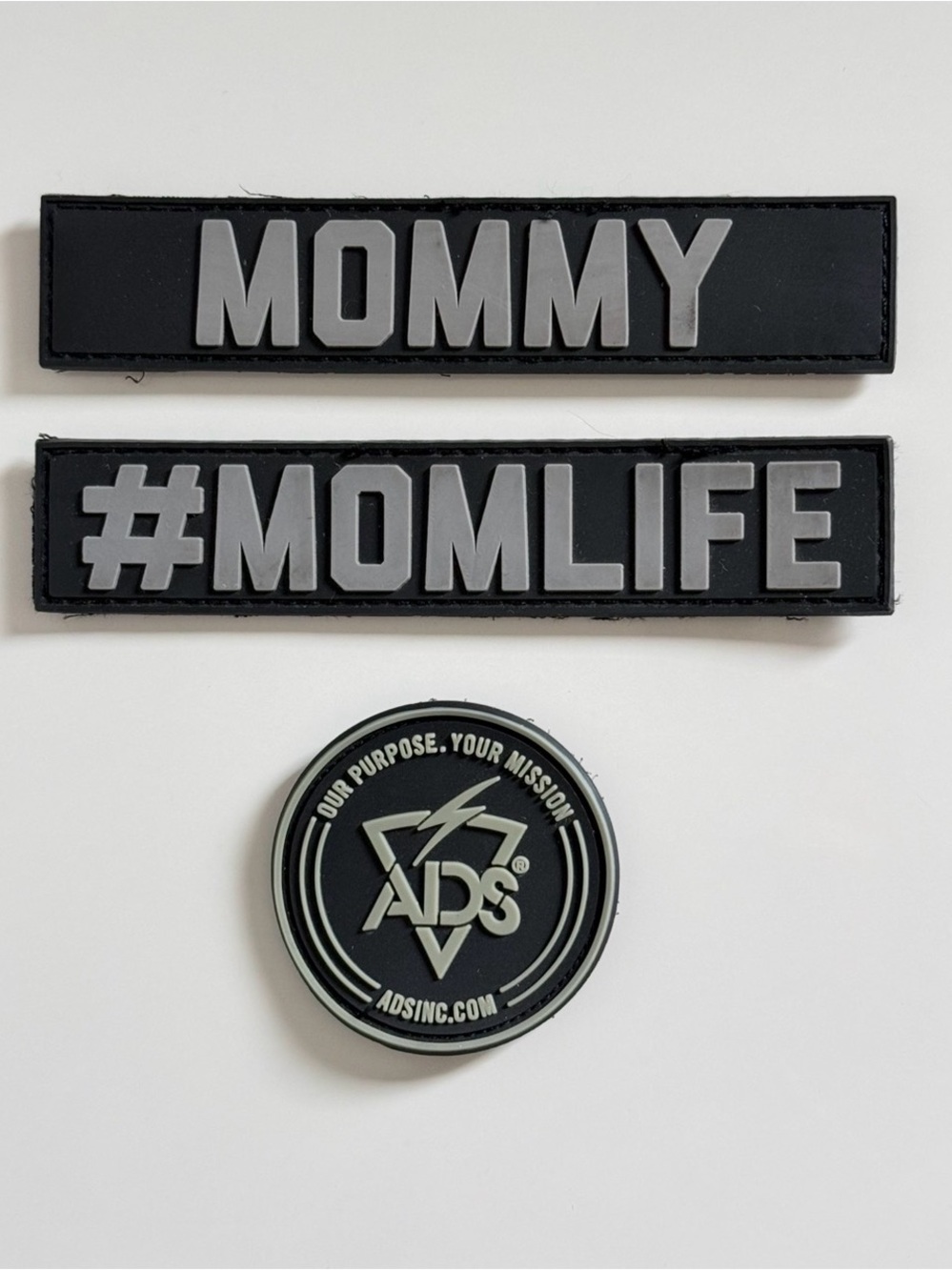 Mommy #Momlife Tactical Morale Patches Set 3pc PVC Hook Loop for Diaper Bag